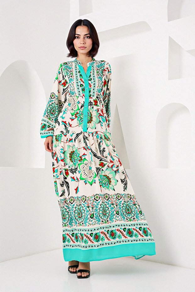 BDART Astarlı V Yaka Maxi Elbise - 3