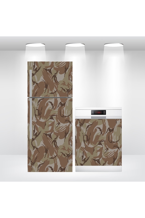 Refrigerator and Dishwasher Door Self-Adhesive Foil Covering Camouflage Military Pattern İbmb010