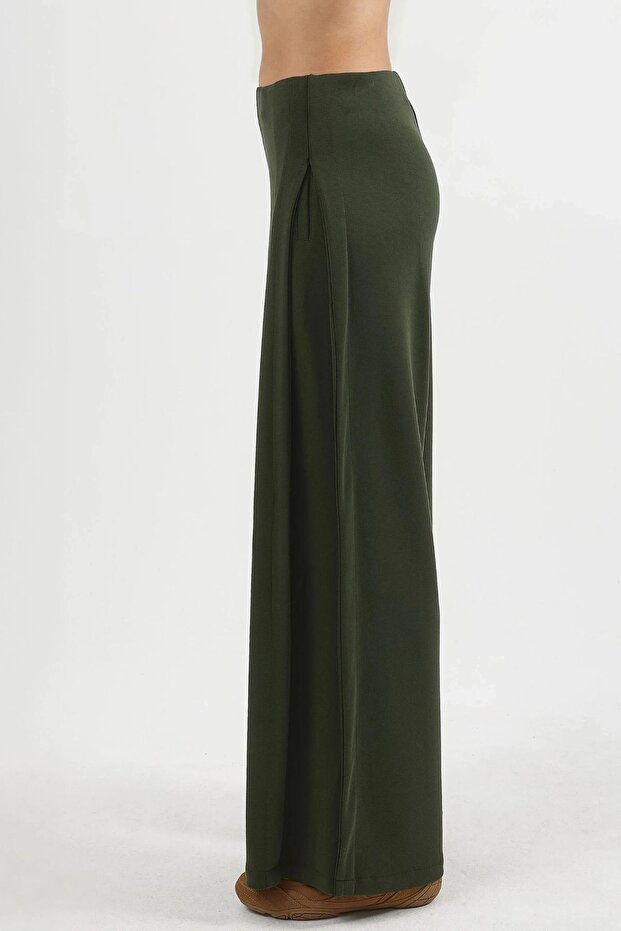 BUSEM Geniş Paça Pileli Pantolon - 3