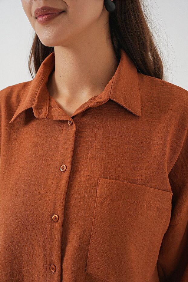 BDART Cep Detaylı Keten Karışımlı Basic Gömlek - 6