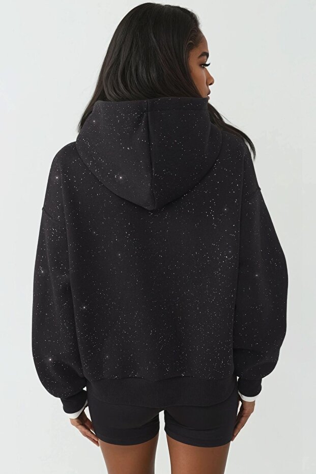 Simli Kapüşonlu Sweatshirt - 3