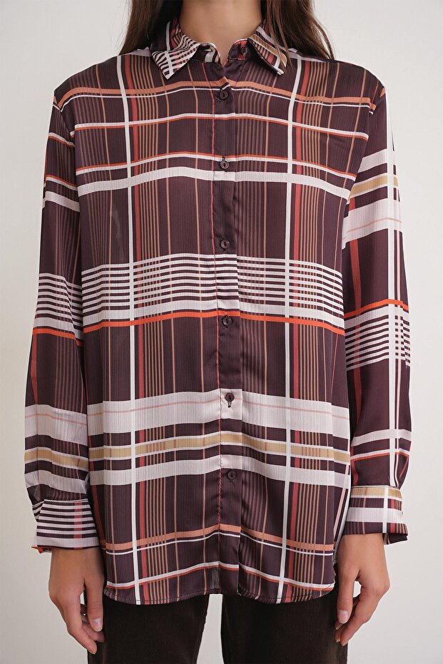 Mixray checked button-down satin shirt - 5