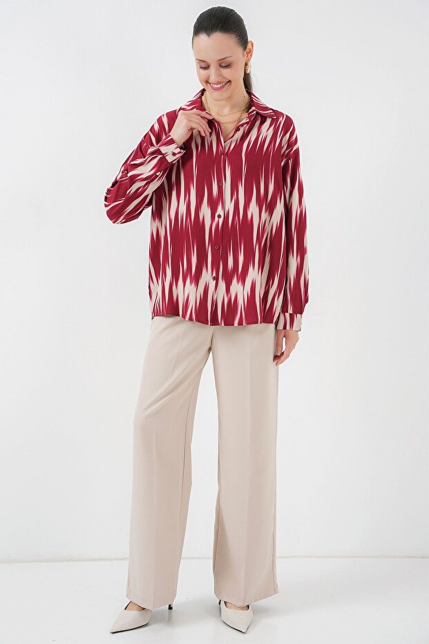 BDART Düğmeli Oversize Desenli Gömlek - 2