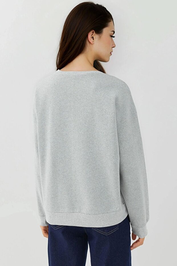 Baskılı Yuvarlak Yaka Sweatshirt - 3