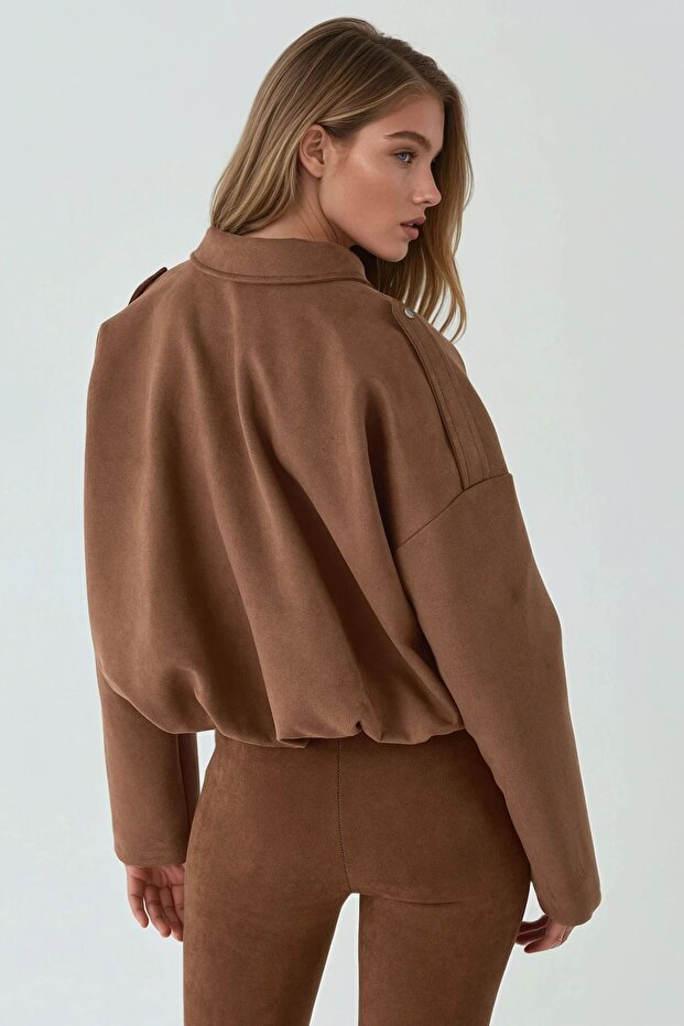 سترة بومبر من جلد الغزال الناعم - 3