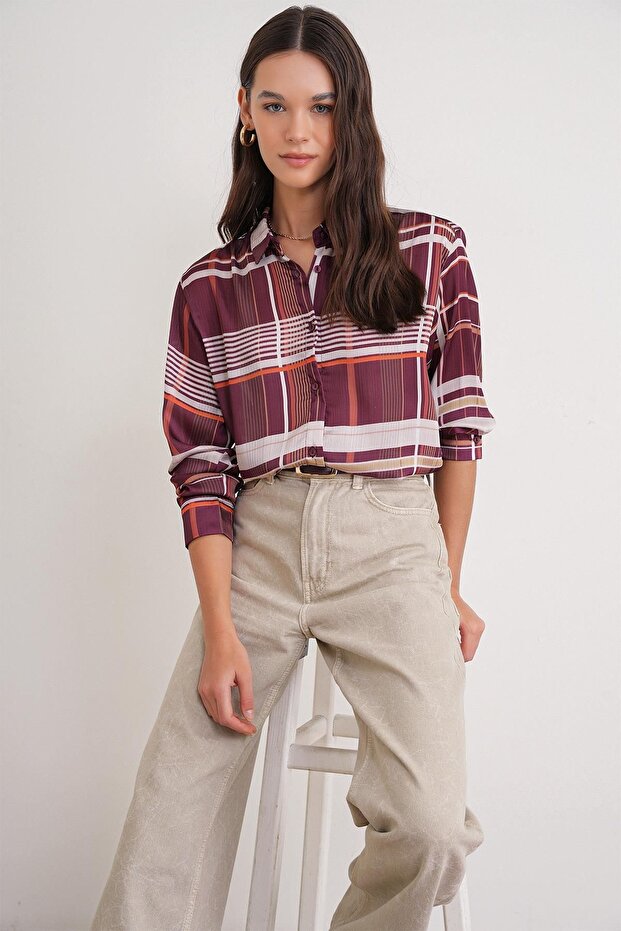 Mixray checked button-down satin shirt - 4