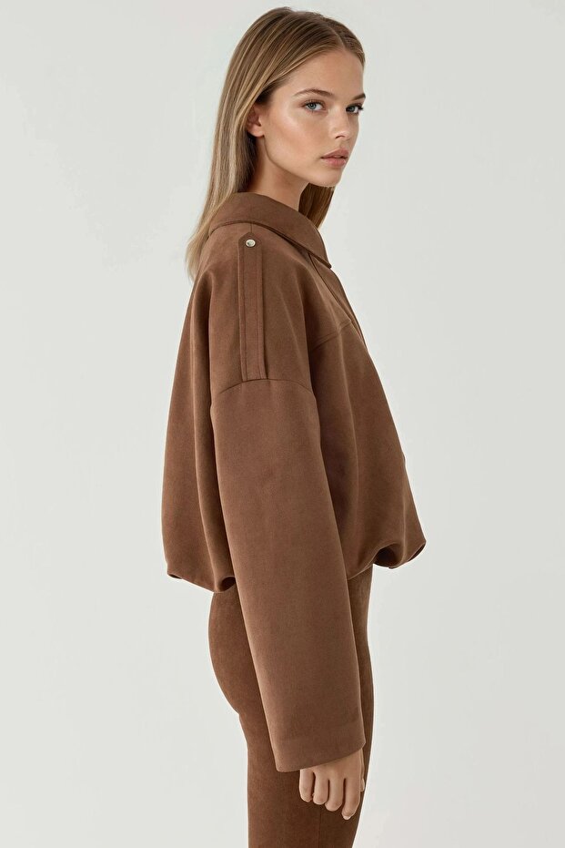 سترة بومبر من جلد الغزال الناعم - 6