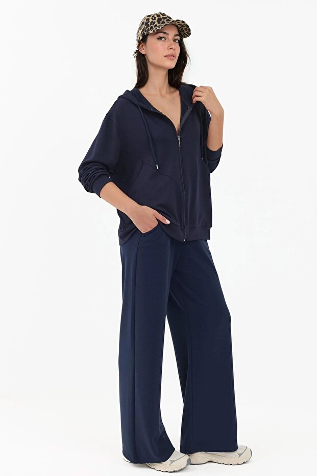 Modal Touch Fermuarlı Kapşonlu Sweatshirt - 3