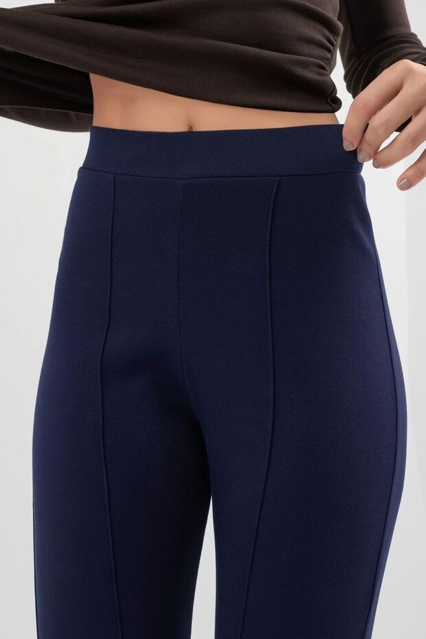 Modal Dokulu İspanyol Paça Pantolon - 5