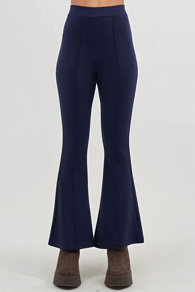 Modal Dokulu İspanyol Paça Pantolon - 6