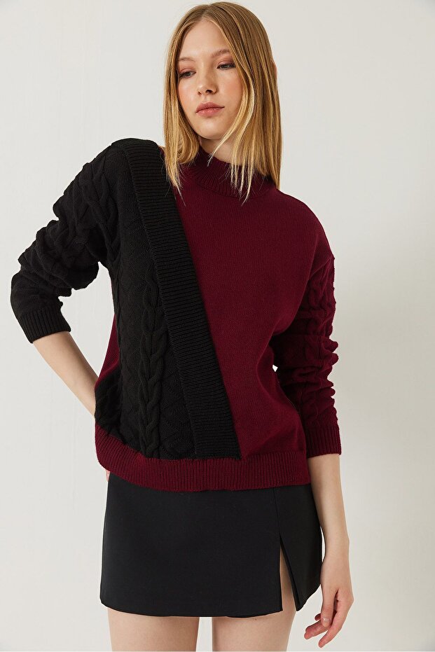 Knitted sweater with patchwork pattern Bianco Lucci - 2