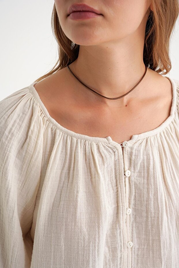 Mixray button muslin blouse - 6