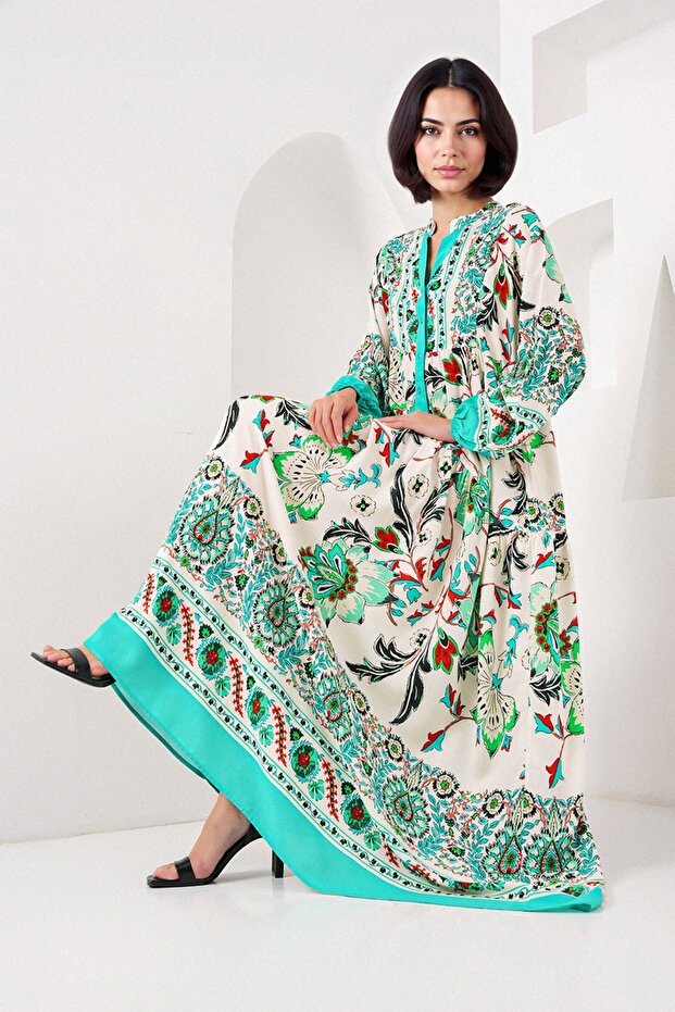 BDART Astarlı V Yaka Maxi Elbise - 1