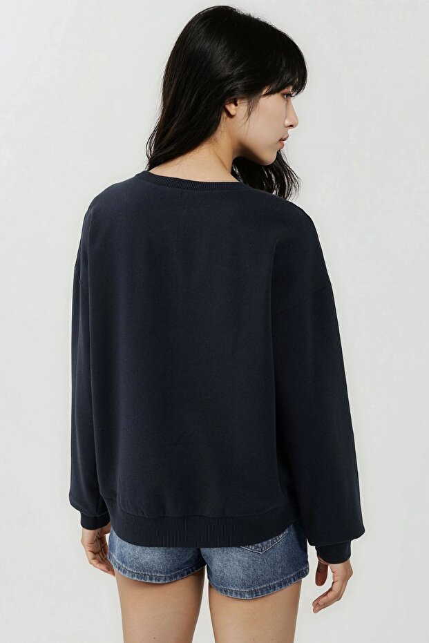 Baskılı Rahat Kesim Şardonlu Sweatshirt - 2