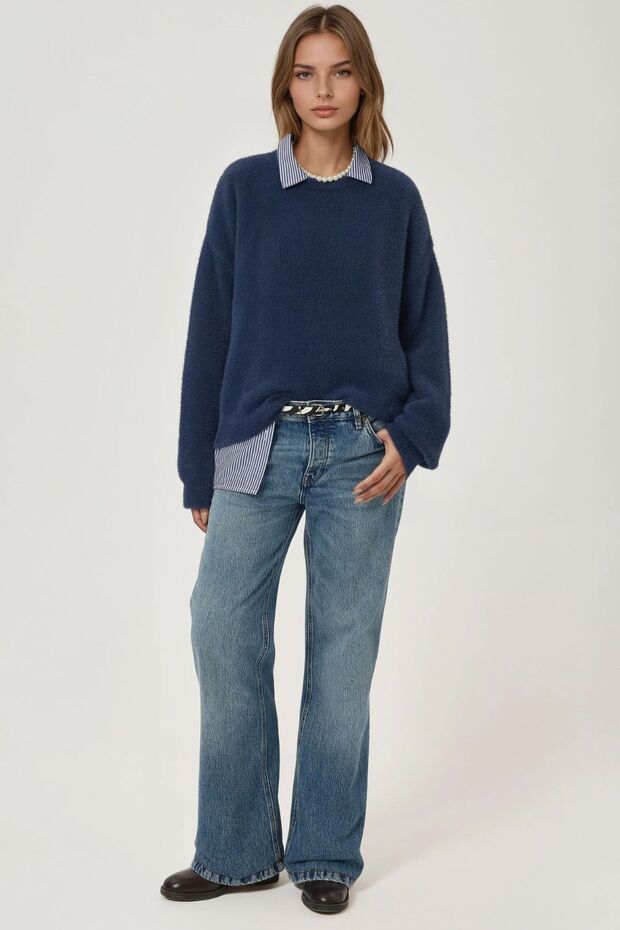 سترة تريكو فائقة النعومة ذات ياقة دائرية من ساكالد