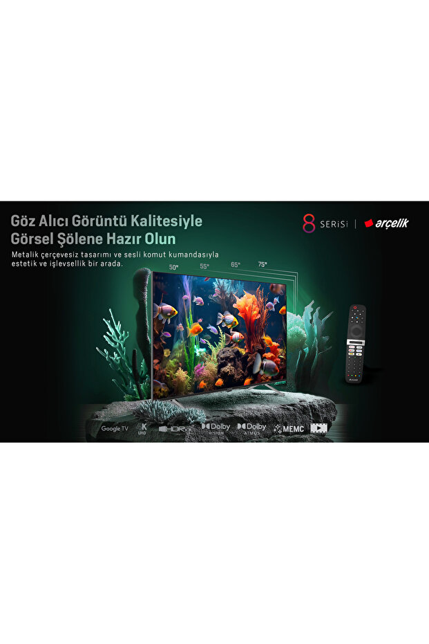 8 serisi 50" 4K UHD Google TV - A50 E 895 A Smart TV - 5
