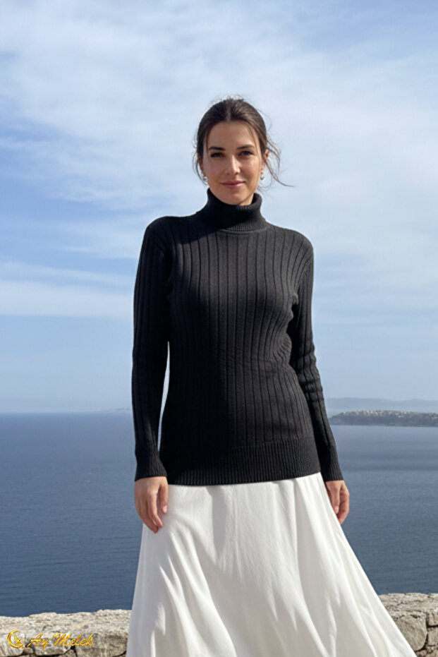 Triko Balıkçı Yaka Kısa Basic Kazak - 1