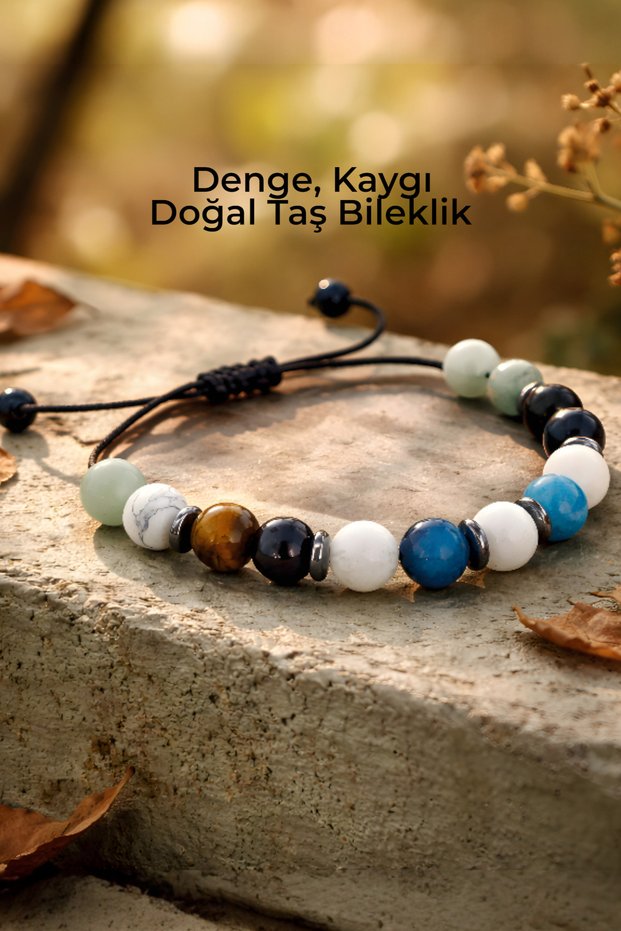 Fit Denge Unisex Natural Stone Bracelet Apatite, Aventurine, Howlite, Tiger's Eye, Obsidian, Moonstone 8 mm