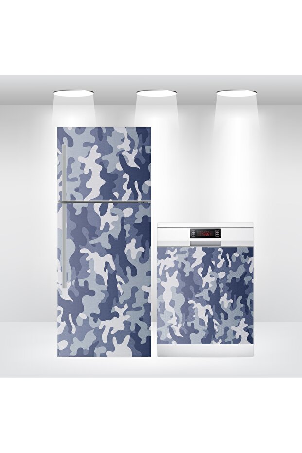 Refrigerator and Dishwasher Door Self-Adhesive Foil Covering Camouflage Military Pattern İbmb014
