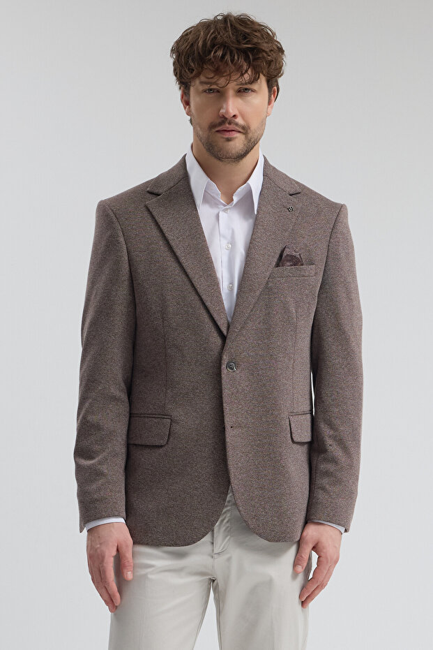 Savue Men's Brown Cotton Blended Lycra Stretch Fabric Sports Blazer Jacket