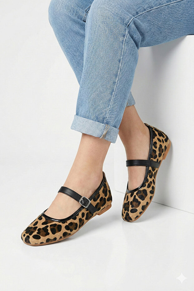 Leopard Printed Pack Soft Bowknot Stylish Women's Ballet Flats Orthopedic Lightweight Sole Leather Skin