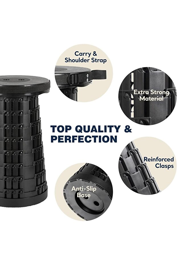 Portable Telescopic folding Camping Stool. Adjustable Height Lightweight - 3