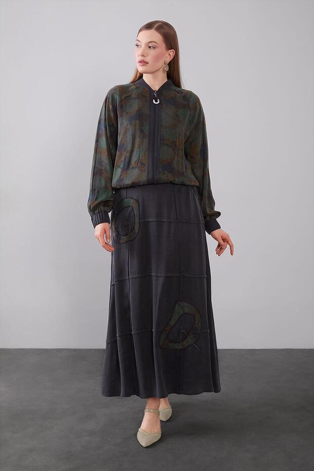 Black Marbled Patterned Cupra Double Set - 1