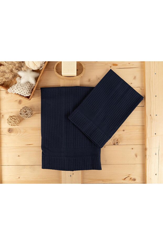 Cotton 2-Piece 40X60-60X110 cm Waffle Design Pique Towel Set