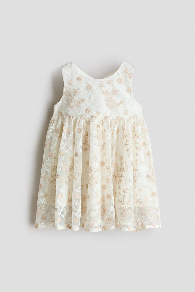 İşlemeli Tül Elbise - 1