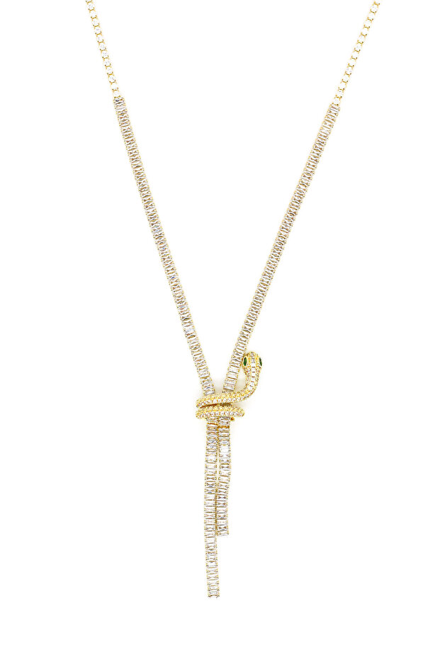 Steel Baguette Stone, Pendant with Waterway Design, Snake Figured