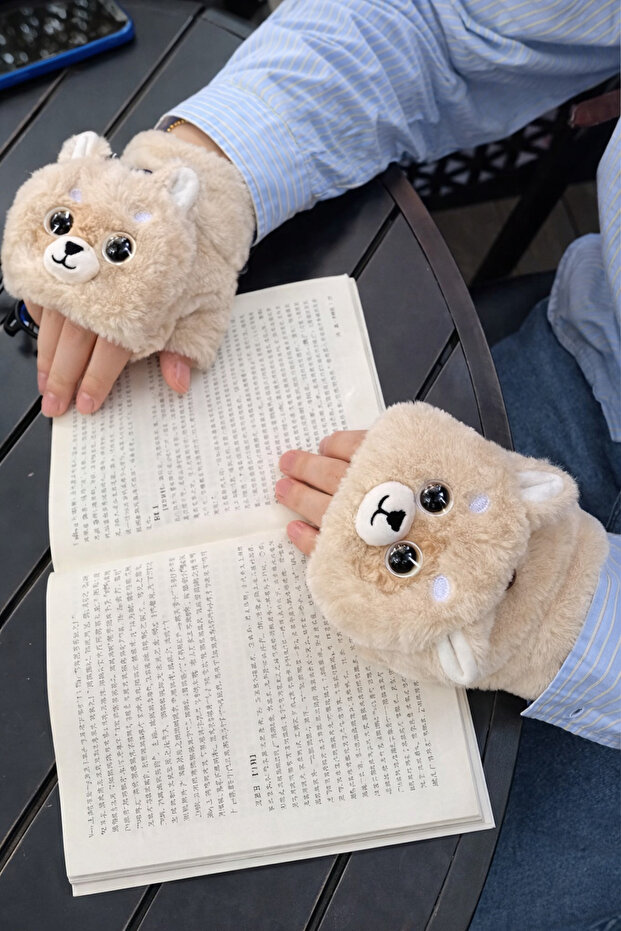 قفازات على شكل كلب من القطيفة - 2