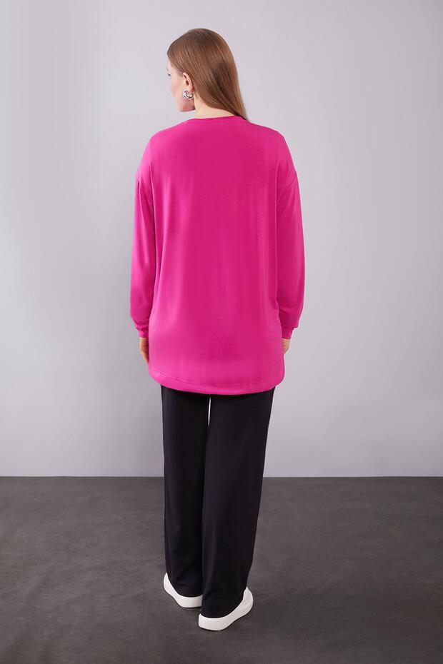 Fuchsia Clover Pattern Detailed Double Set - 6