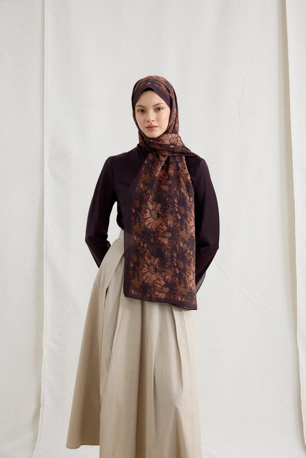 Lisa Cotton Viscose Shawl - Plum