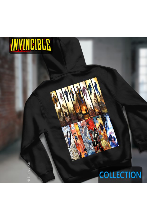 هودي بقلنسوة مطبوع عليه Invincible Comic Invincible Variations Destruction قصة فضفاضة