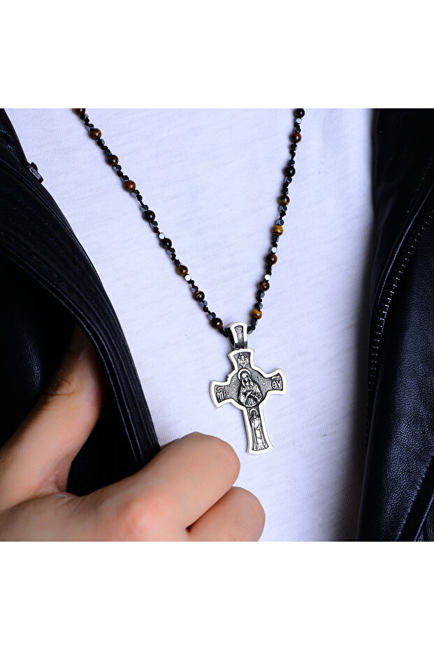 çelik kolye haç - 6