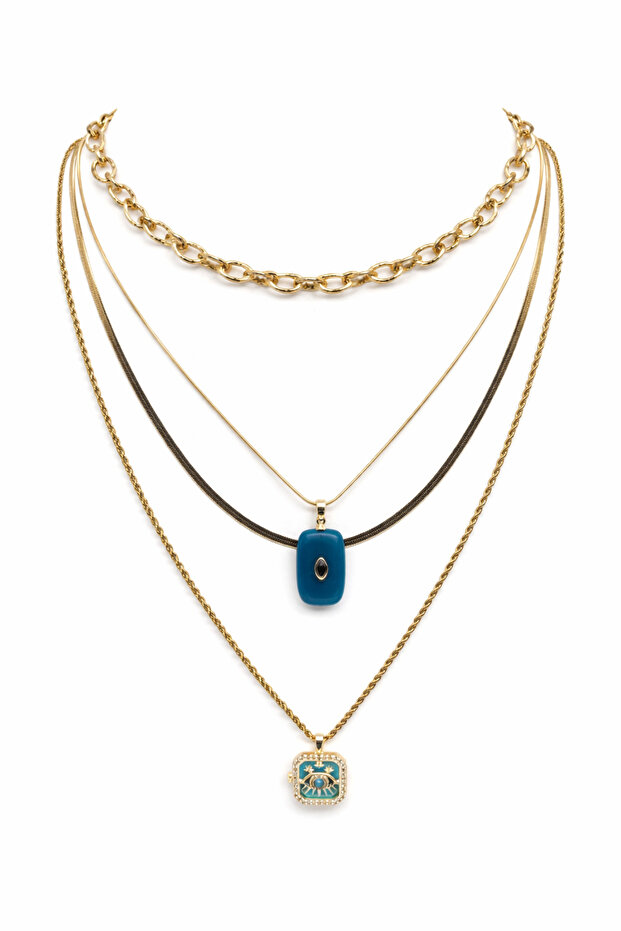 Çelik Çoklu Kolye Seti - 1