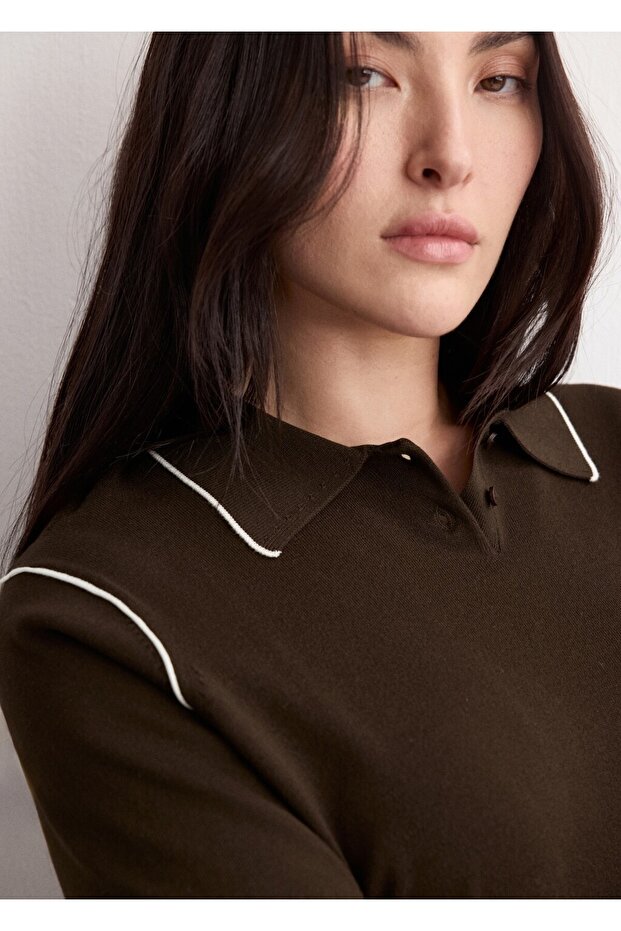 Kontrast çizgili kazak - 7