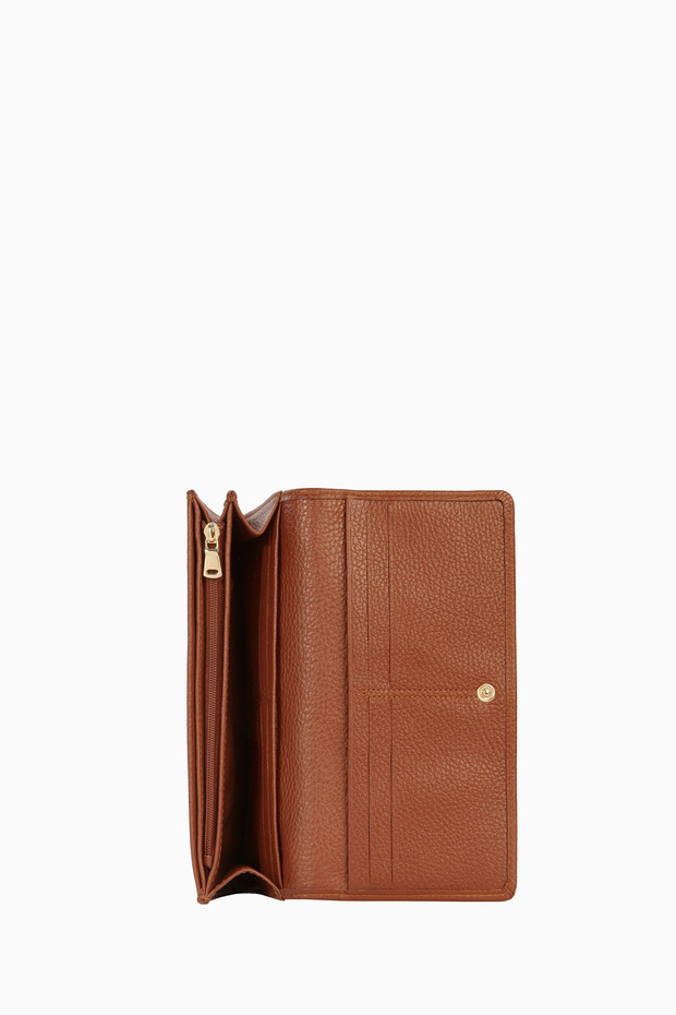 Dikdörtgen Deri Cüzdan - Taba - 3