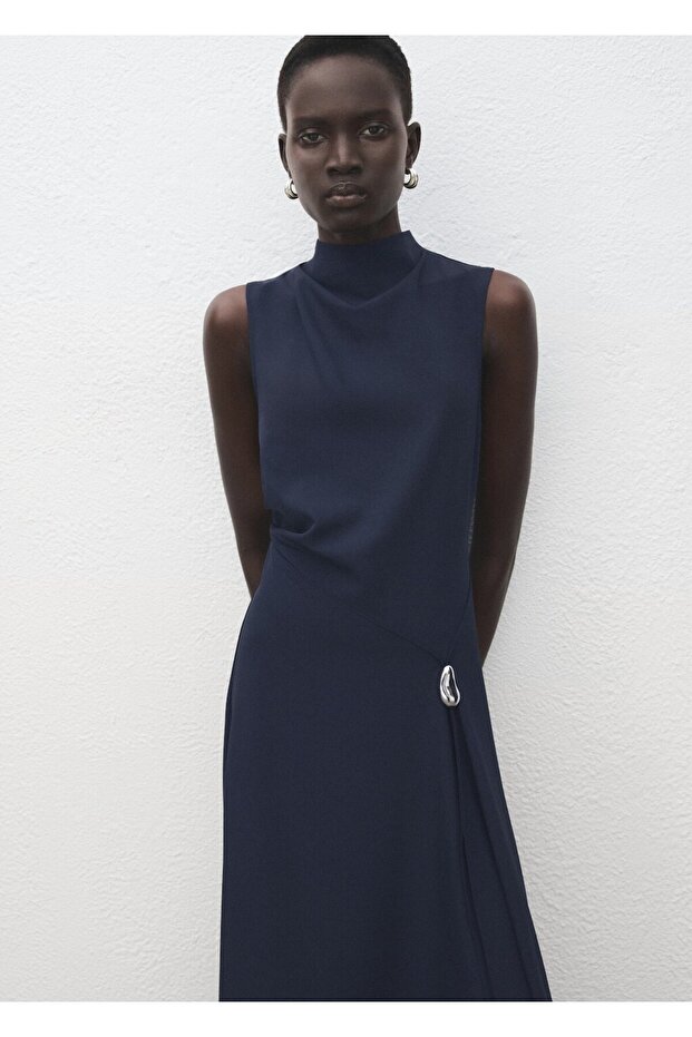 Metal süslemeli evaze elbise - 1