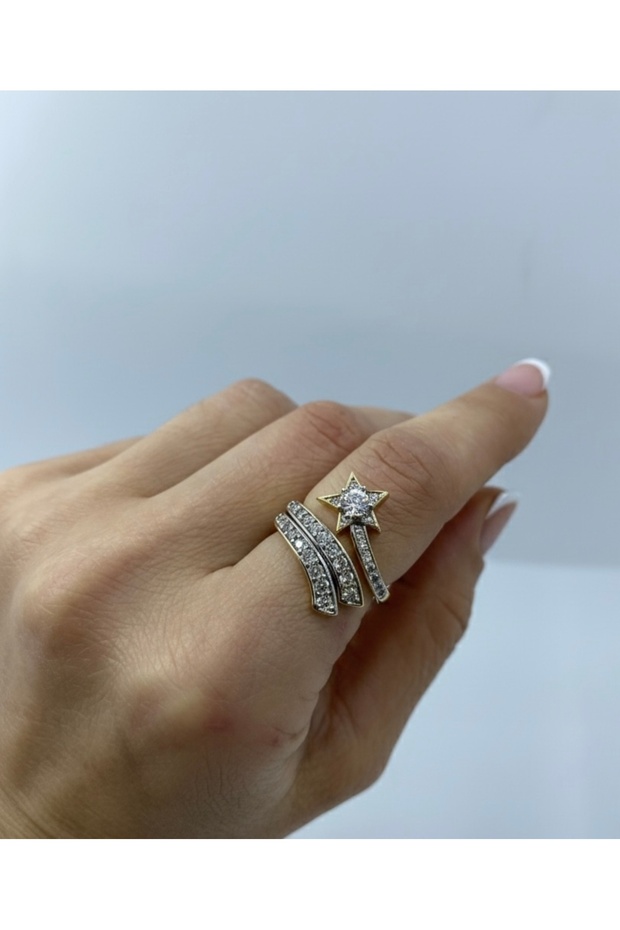 خاتم بتصميم نجمة ذيلية مرصع بحجر الزركون - 1