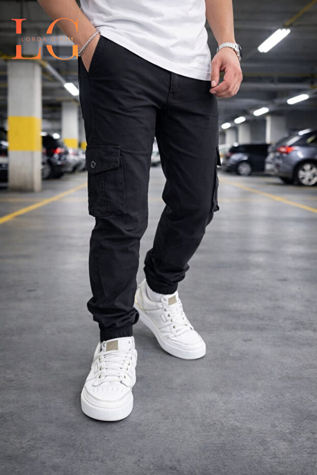 Men's Pants with Pockets, High Waist, Zippered Elastic Cuffs