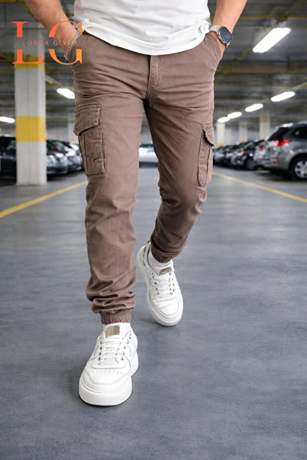 Men's Pants with Pockets, High Waist, Zippered Elastic Cuffs