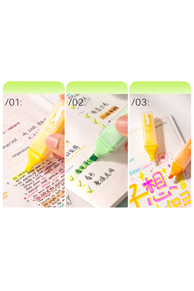 Textmarker Set 4 Square Shape Cats - 4