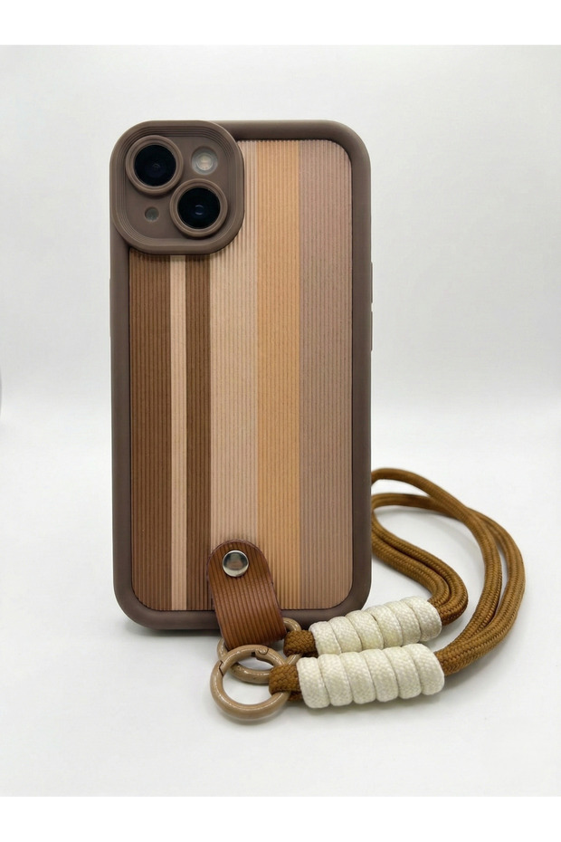 حافظة هاتف فاخرة متوافقة مع آيفون 15 مع سوار بنمط الفهد وحماية للكاميرا - 1