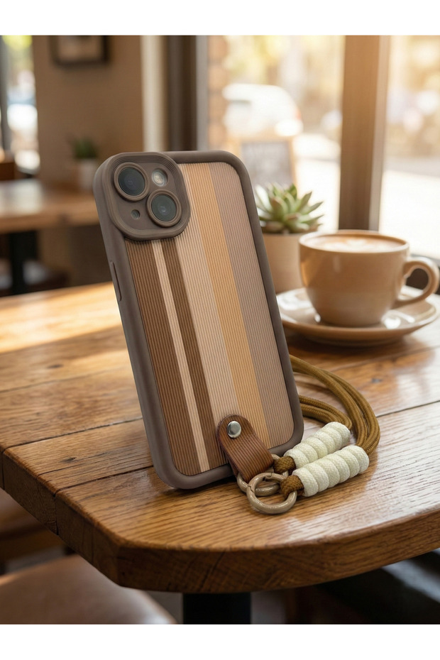 حافظة هاتف فاخرة متوافقة مع آيفون 15 مع سوار بنمط الفهد وحماية للكاميرا - 2