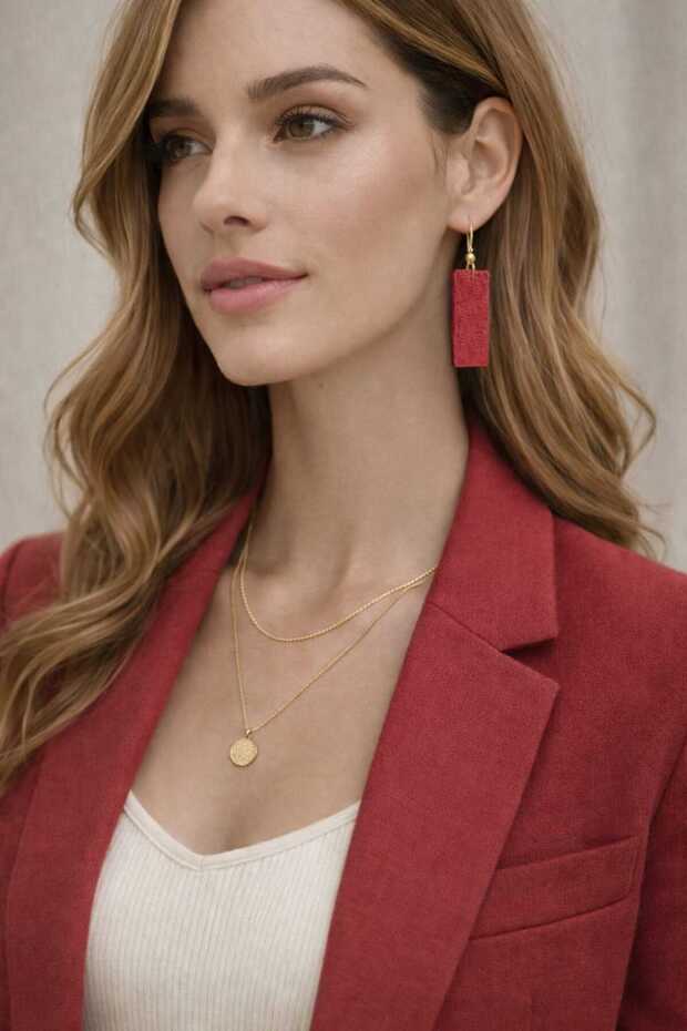 Hakiki Süet Deri Küpe - 1