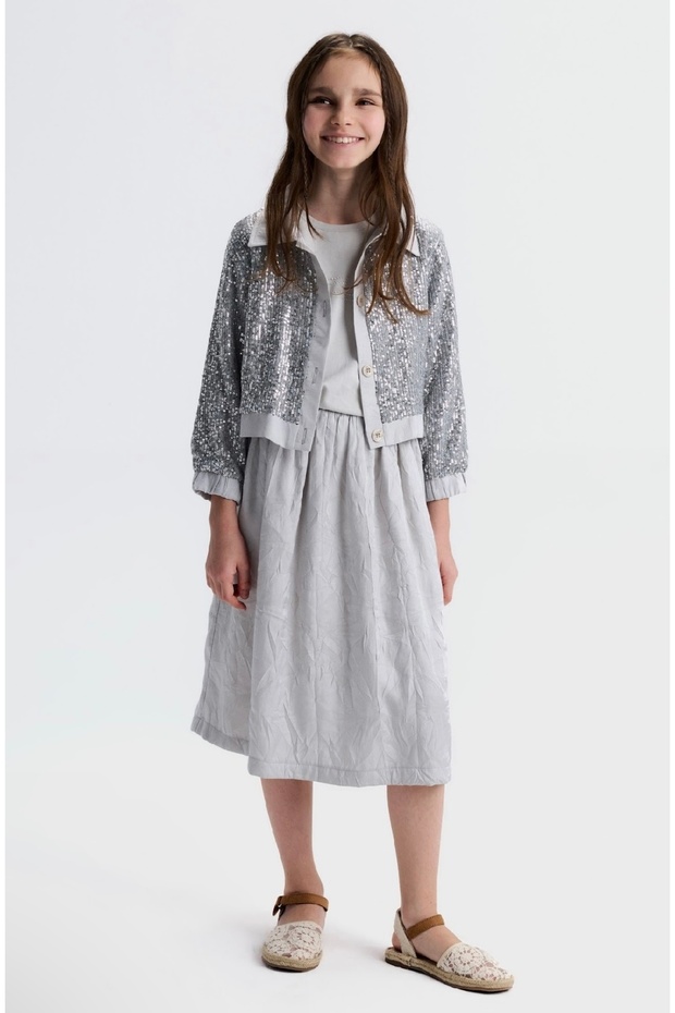 Limi̇ Girl's Sequin Jacket and Satin Lined Skirt 2-Piece Set