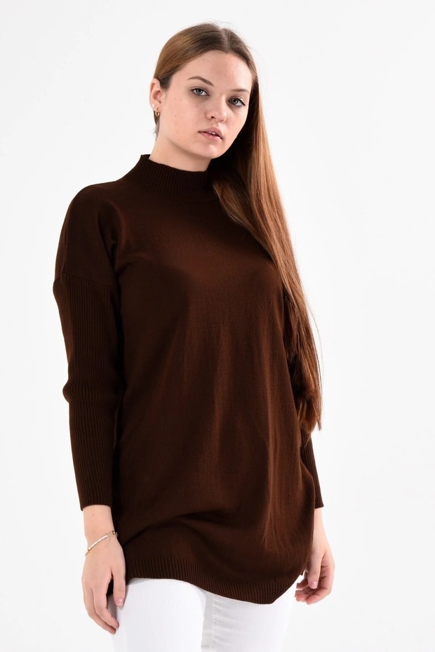 Women's Half Fisherman Soft Textured Knitwear Tunic