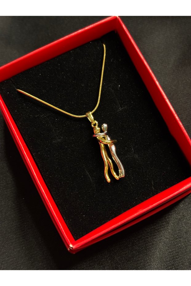 Steel Interlocking Gold Couple Necklace