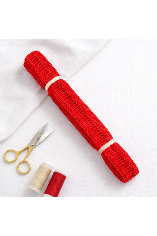 Kolber Intermediate Lace Guipure 9 Meters Length-2 cm Width – Red – Handmade & Textile Decoration Accessory
